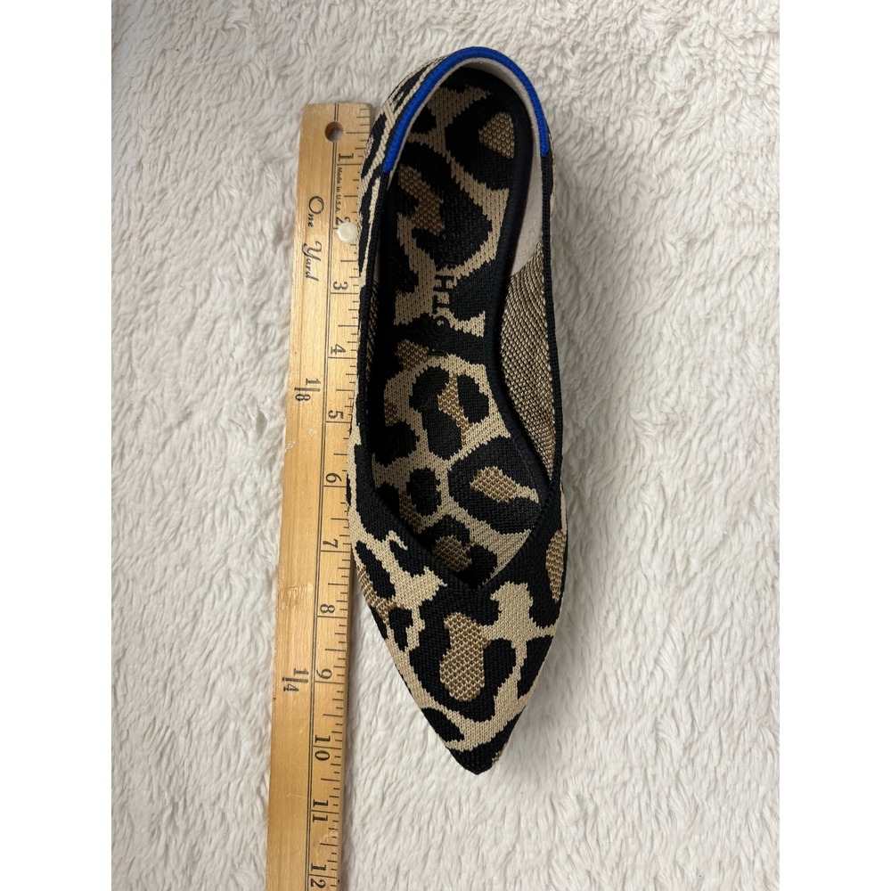 Rothys The Point Leopard Print Knit Pointed Toe Flats Brown Black Tan Womens 7.5 - Picture 6 of 10